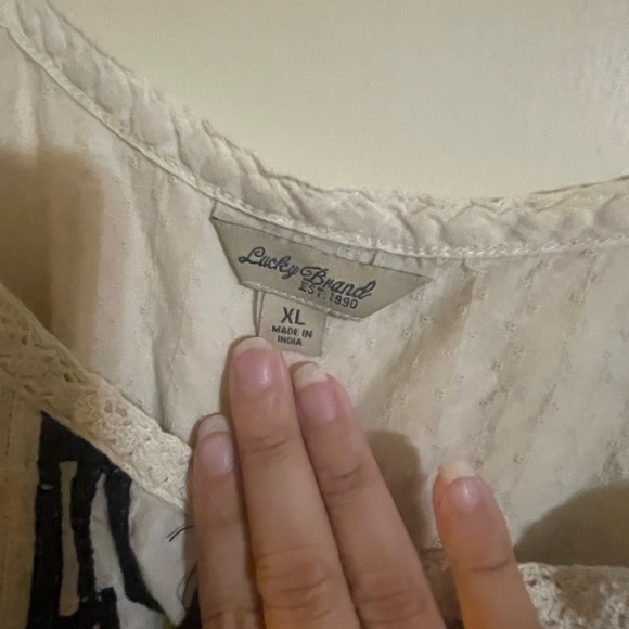 Lucky Brand cream and black tank. Good condition some loose strings. XL - Picture 3 of 3